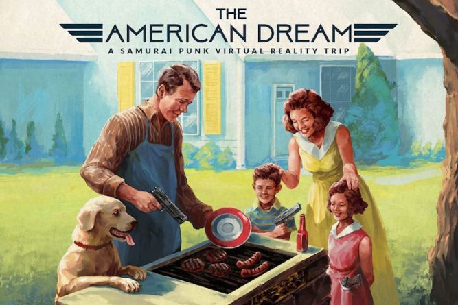 Szczęśliwa amerykańska rodzina przyrządza pyszny obiad